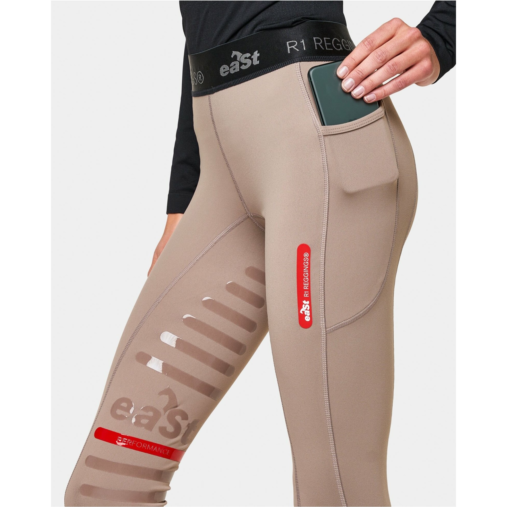 Damen Reitleggings Silikon Halbbesatz REGGINGS R1 driftwood