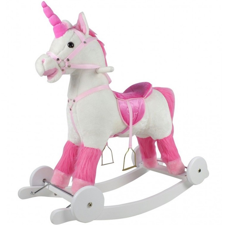 Schaukelpferd EINHORN weiß/rosa