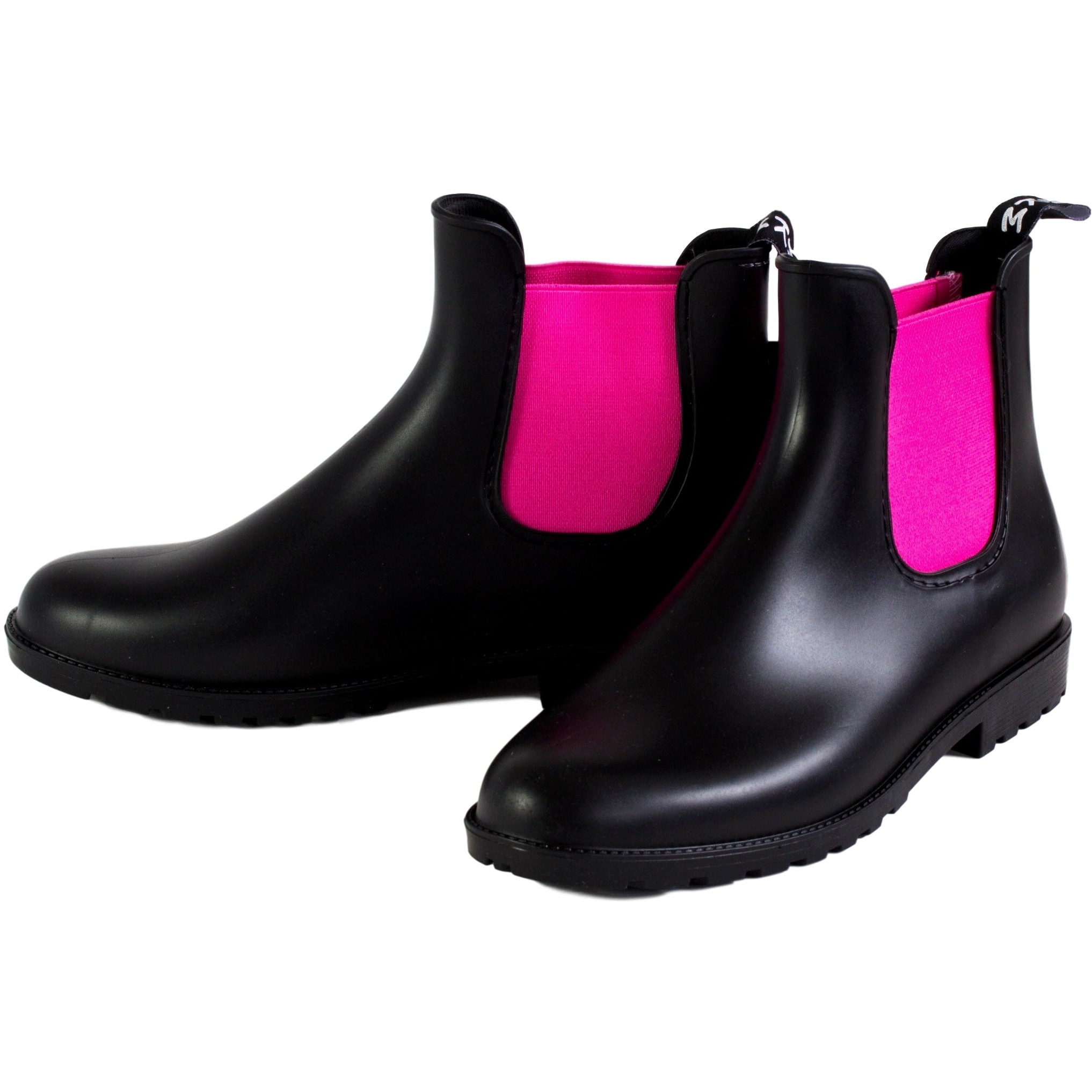 Jodhpur Reitstiefeletten mit Elastikeinsatz Kunstleder schwarz/pink soft/weit