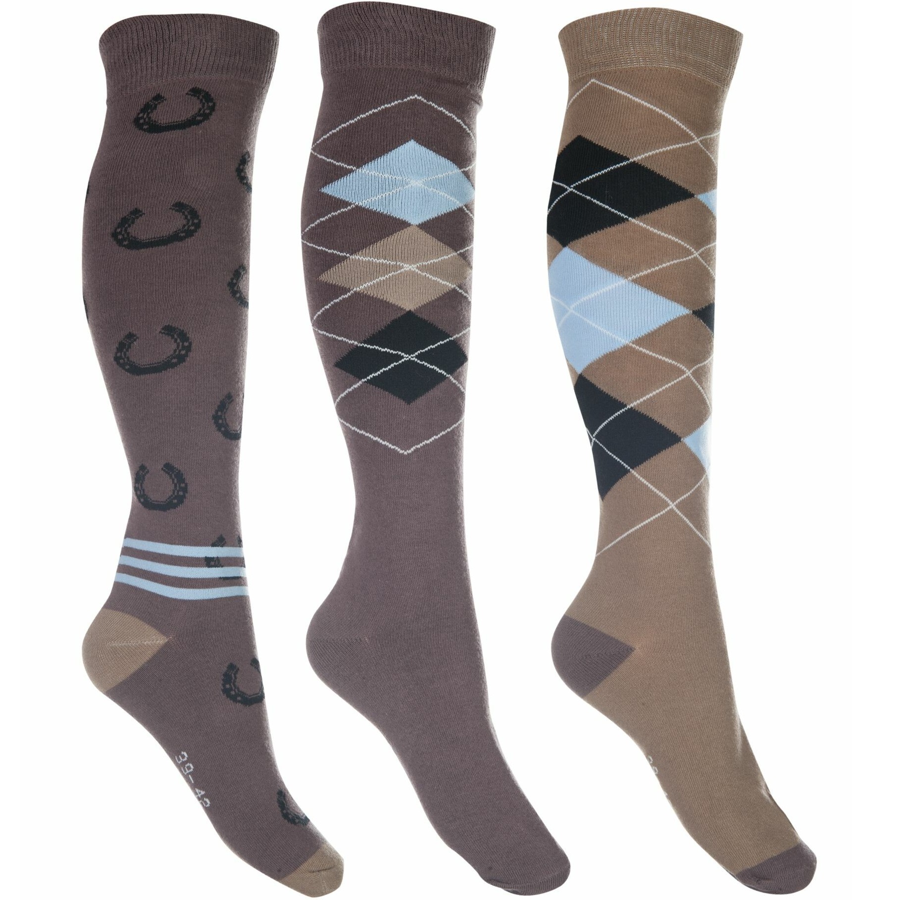 Reitsocken CARDIFF (3er Set) braun/beige