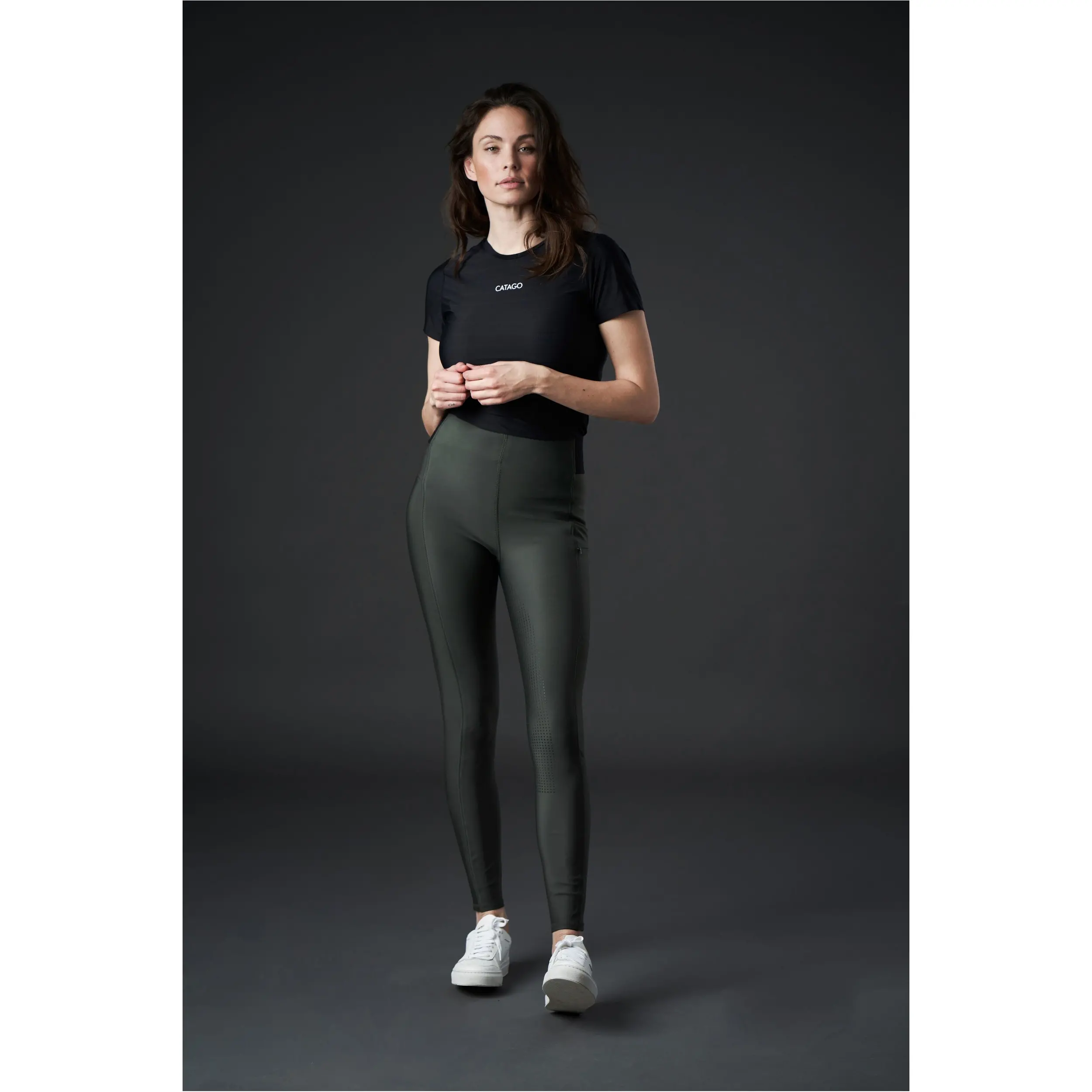 Damen Reitleggings Silikon Vollbesatz AROY mit hoher Taille forest