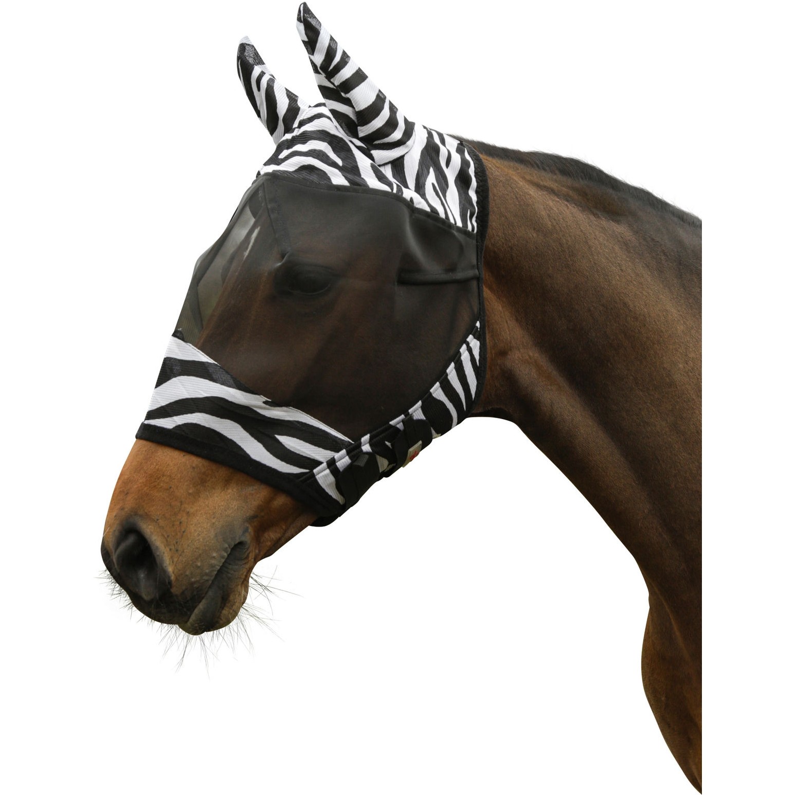 Fliegenmaske mit Ohrenschutz RugBe ZEBRA schwarz/weiss