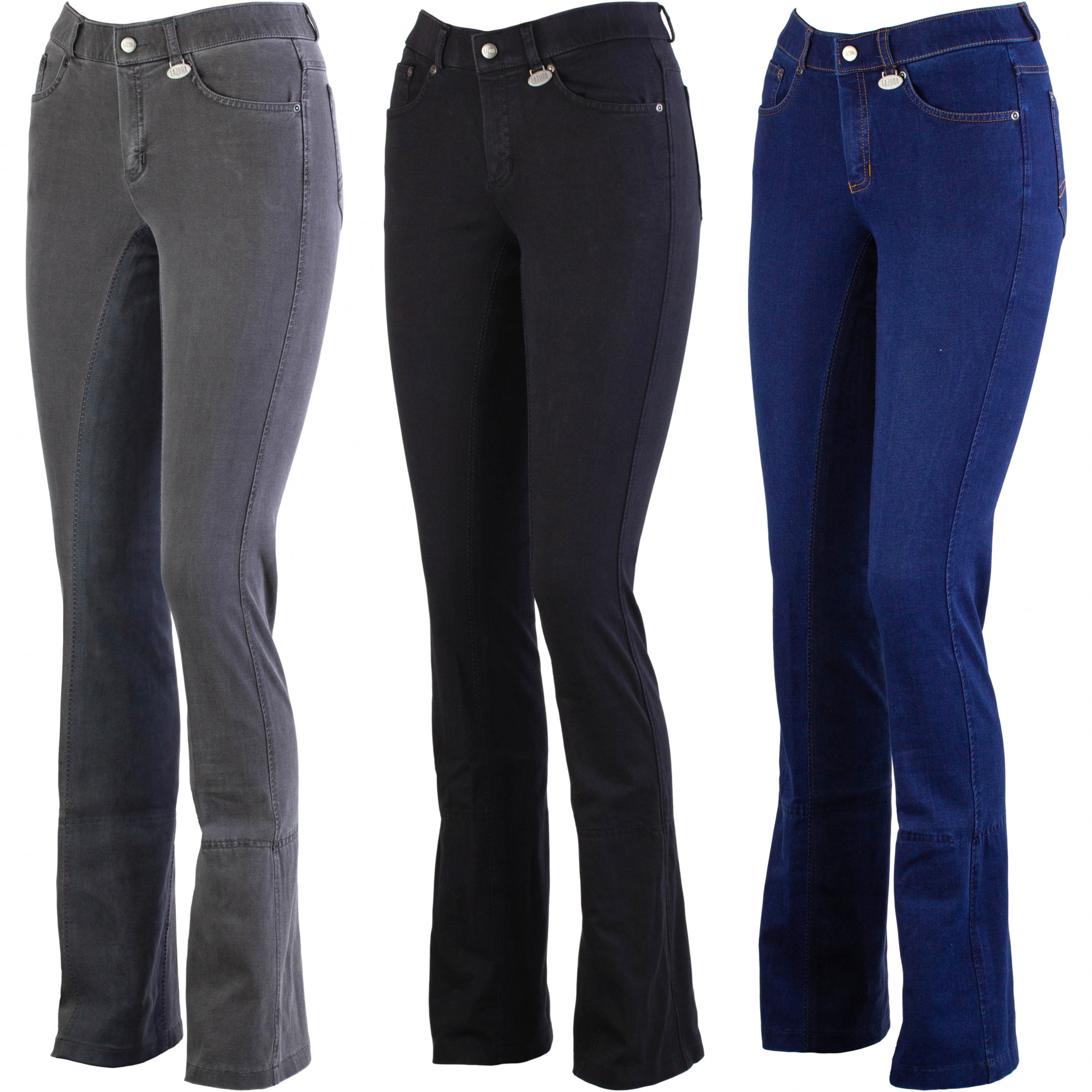 Damen Jodhpur Reithose Vollbesatz DINA Jeans hellgrau/asphalt 