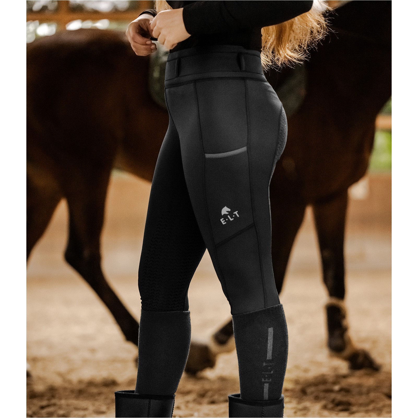 Winter Damen Reitleggings Silikon Vollbesatz ELLA schwarz