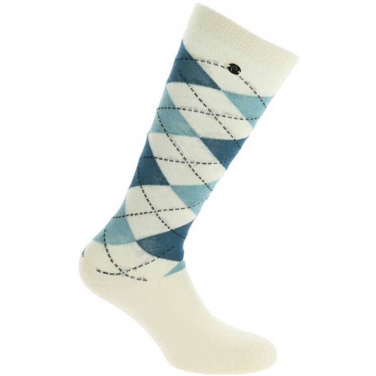 Reitsocken ARGYLE ecru/blau