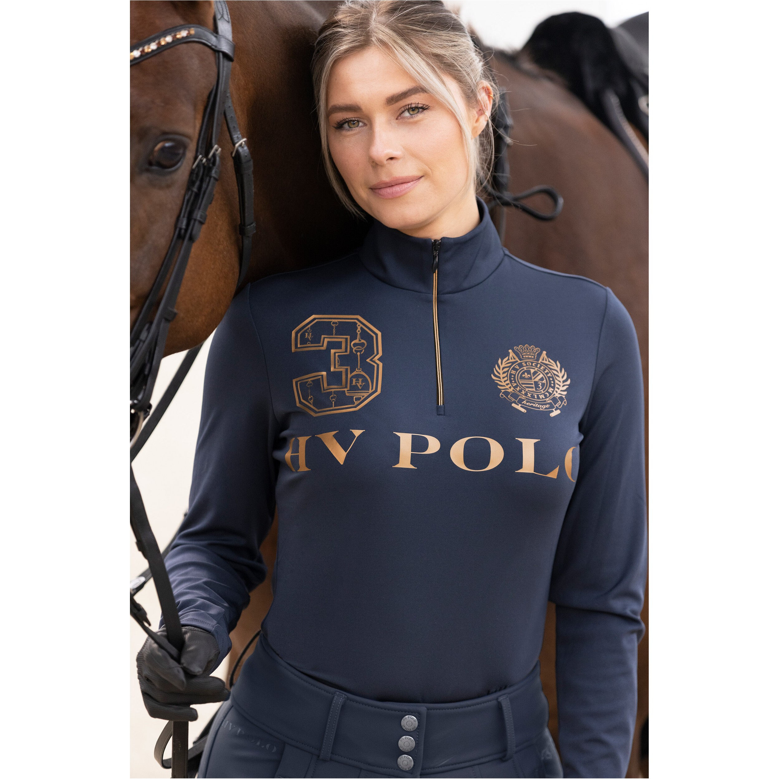 Damen Langarmshirt HVPFavouritas Luxury navy