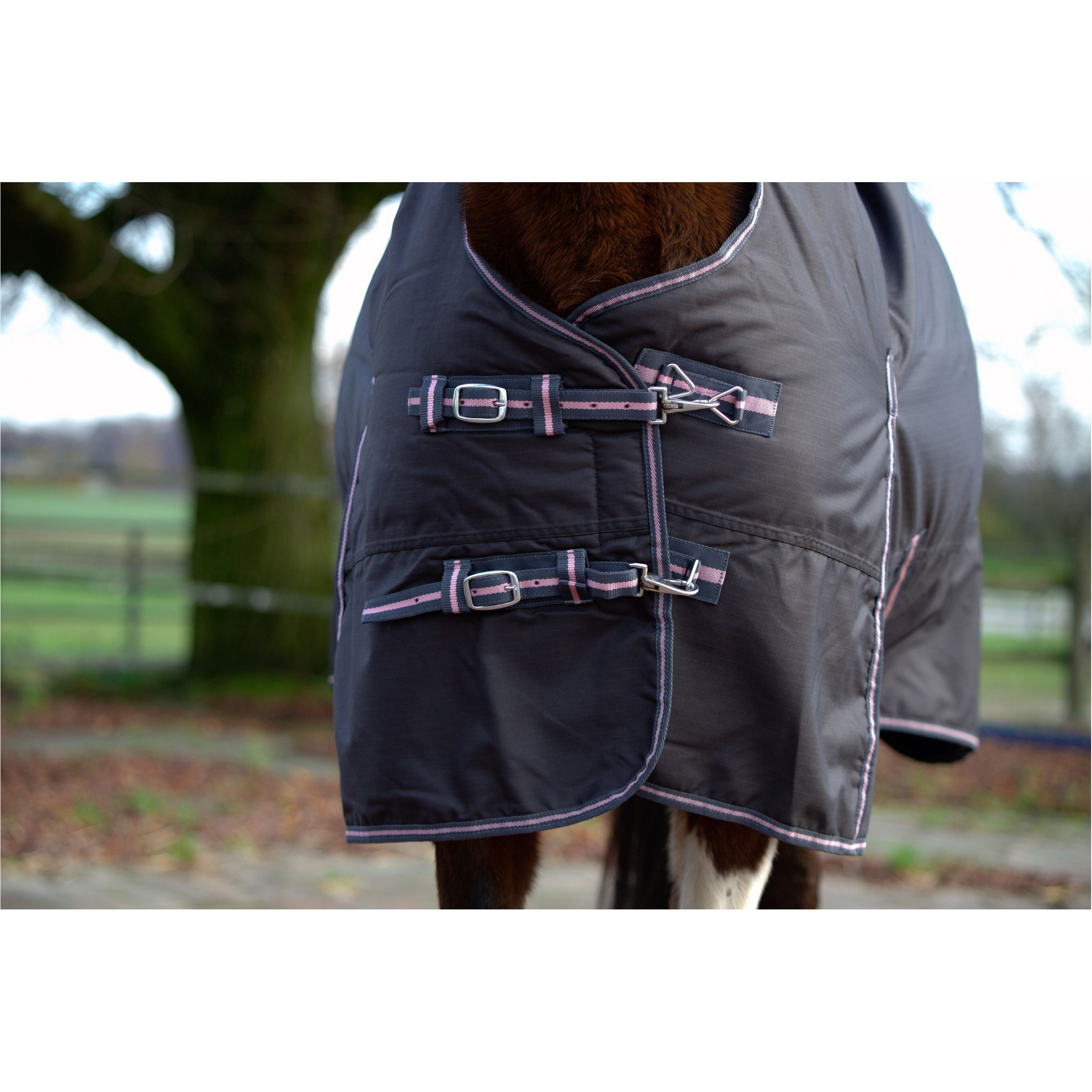 Weidedecke High Neck Polarfleece 600D BASICLINE graphit/koralle