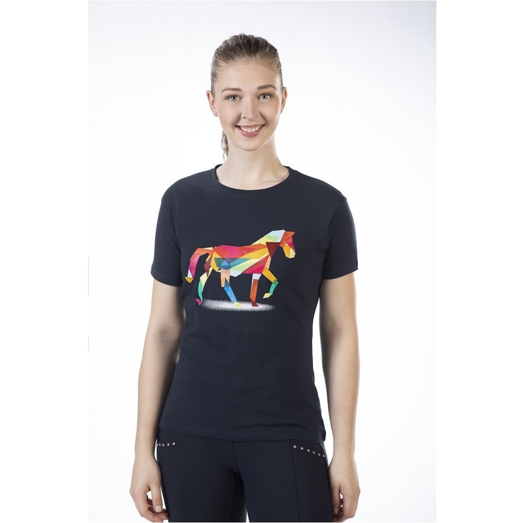 Damen T-Shirt COLOURFUL HORSE dunkelblau