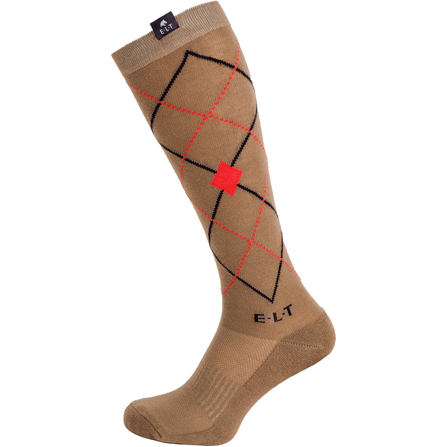 Reitsocken ARGYLE cappuccino/feuerrot