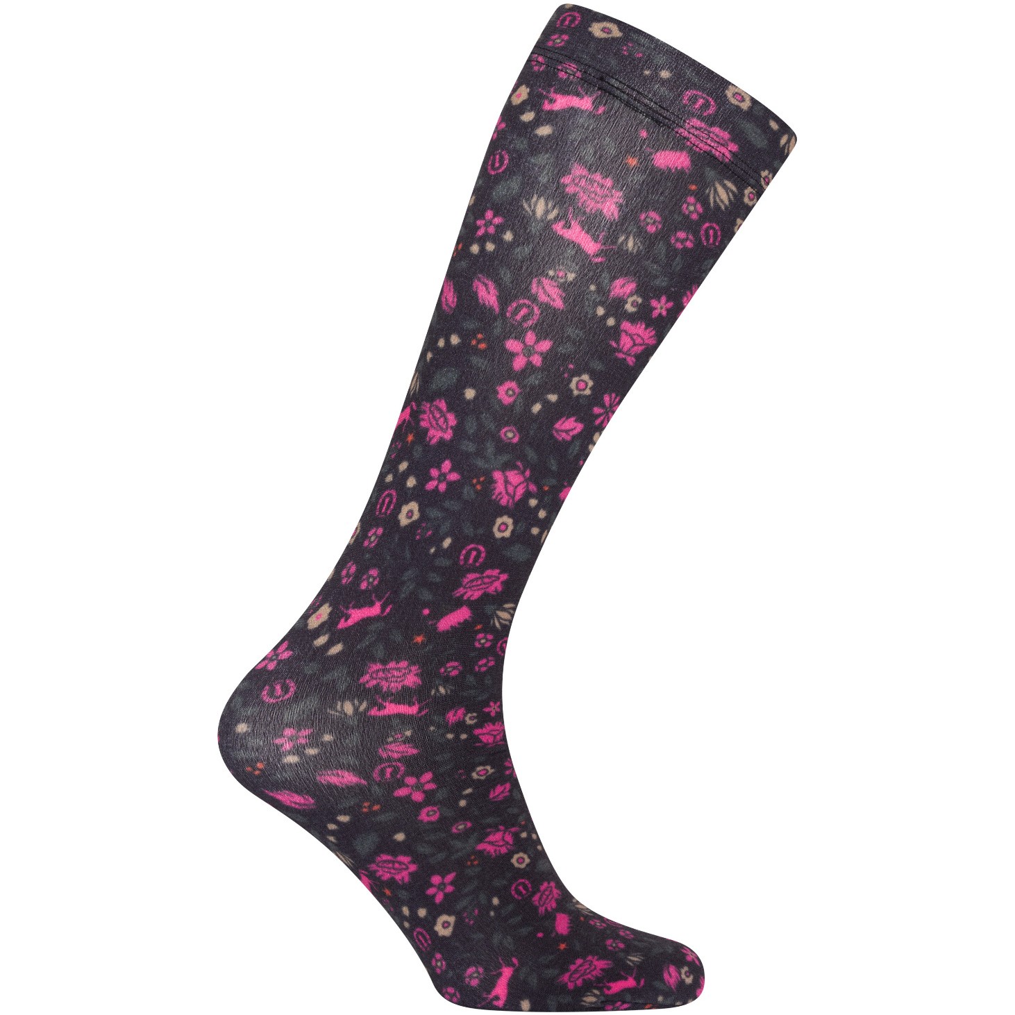 Damen Reitsocken IRHFlowerbomb AOP schwarz