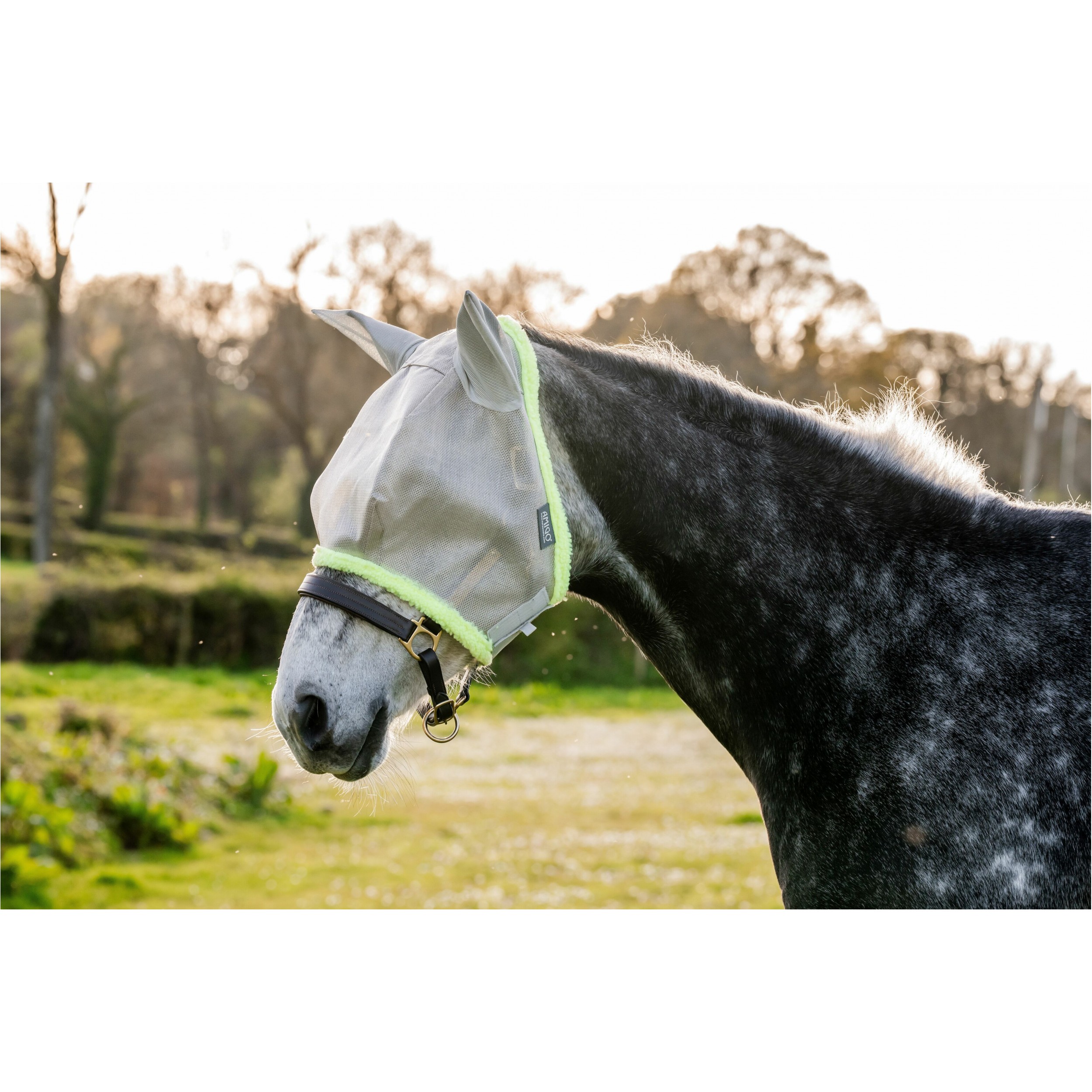 Fliegenmaske AMIGO Flymask silver/lime