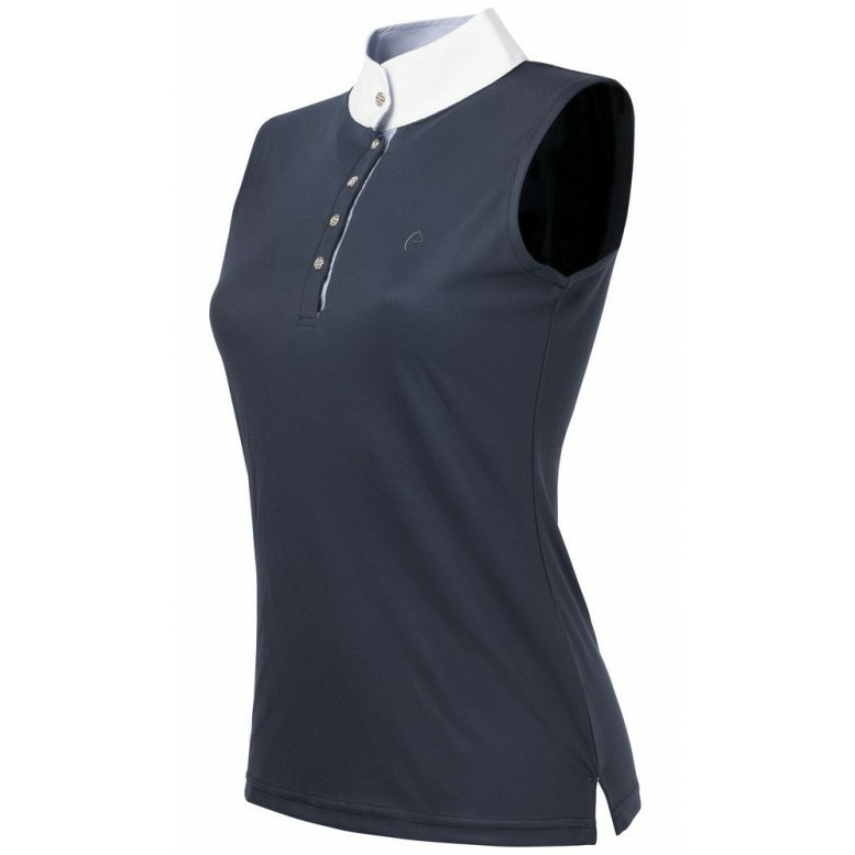 Damen Poloshirt ärmellos MESH marineblau