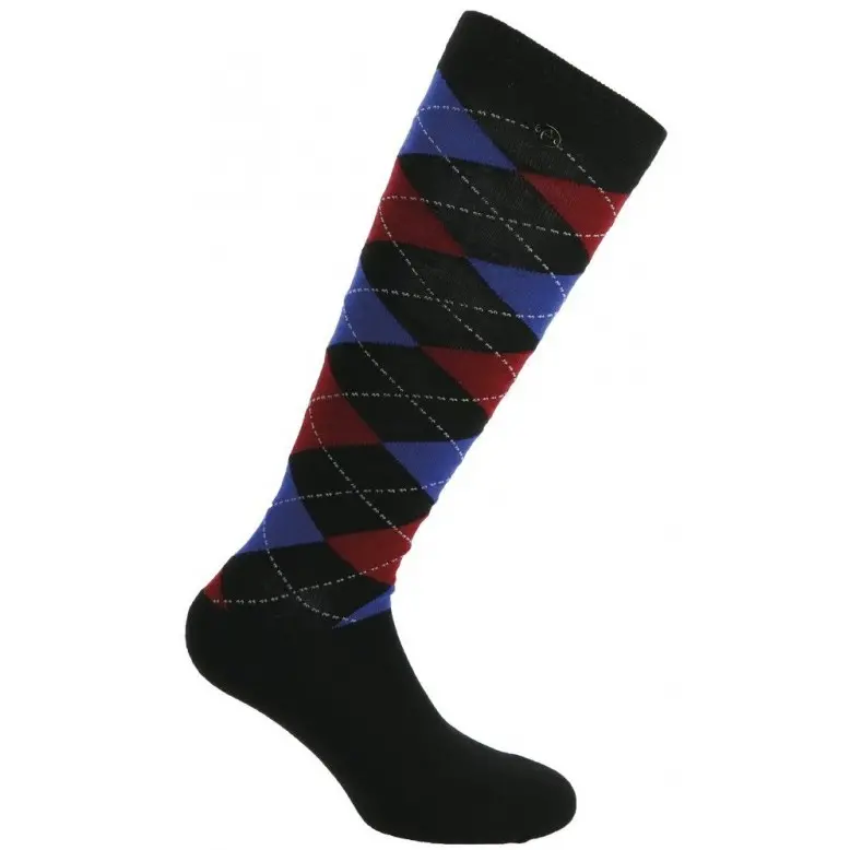 Reitsocken ARGYLE schwarz/königsblau