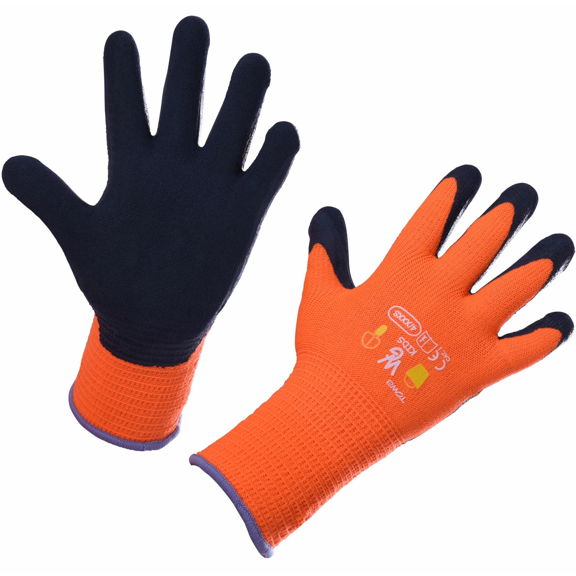 Kinder Handschuhe latexbeschichtet orange