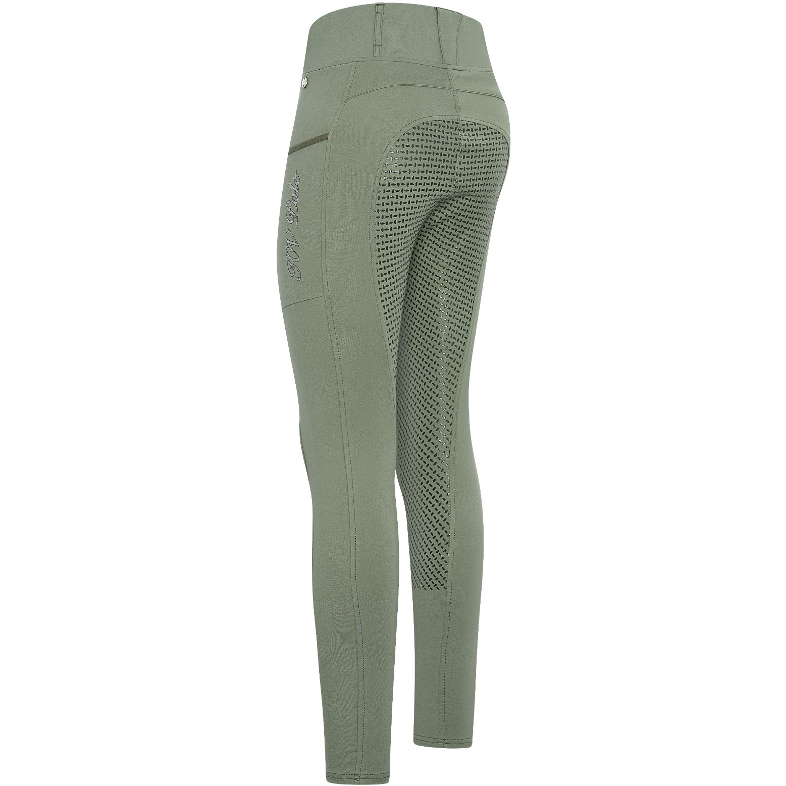 Damen Reitleggings Silikon Vollbesatz HVPLuci oil green