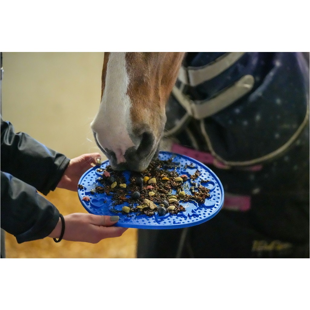 Leckmatte für Pferde GRAZE MAZE blau