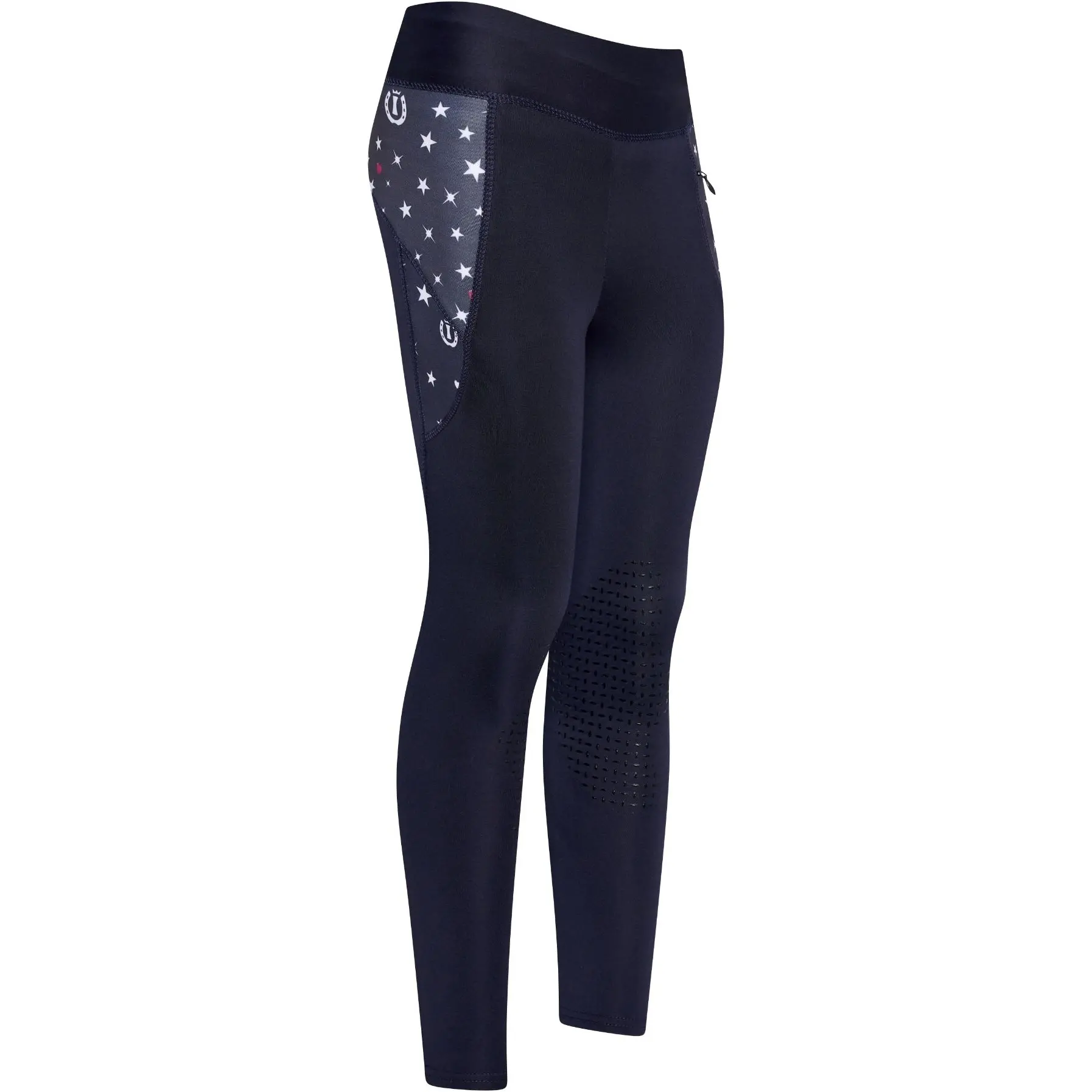 Kinder Reitleggings Silikon Kniebesatz IRHUnicorn Solid navy