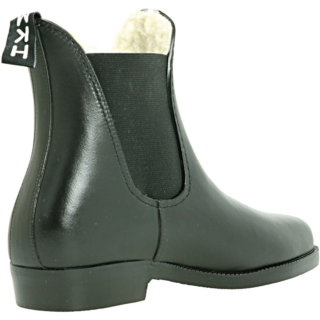 Winter Kinder Jodhpur Reitstiefeletten mit Teddyfutter Kunstleder schwarz soft/weit