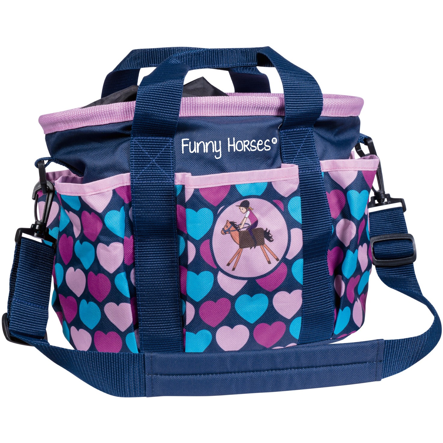 Kinder Putztasche FUNNY HORSES HEARTS dunkelblau