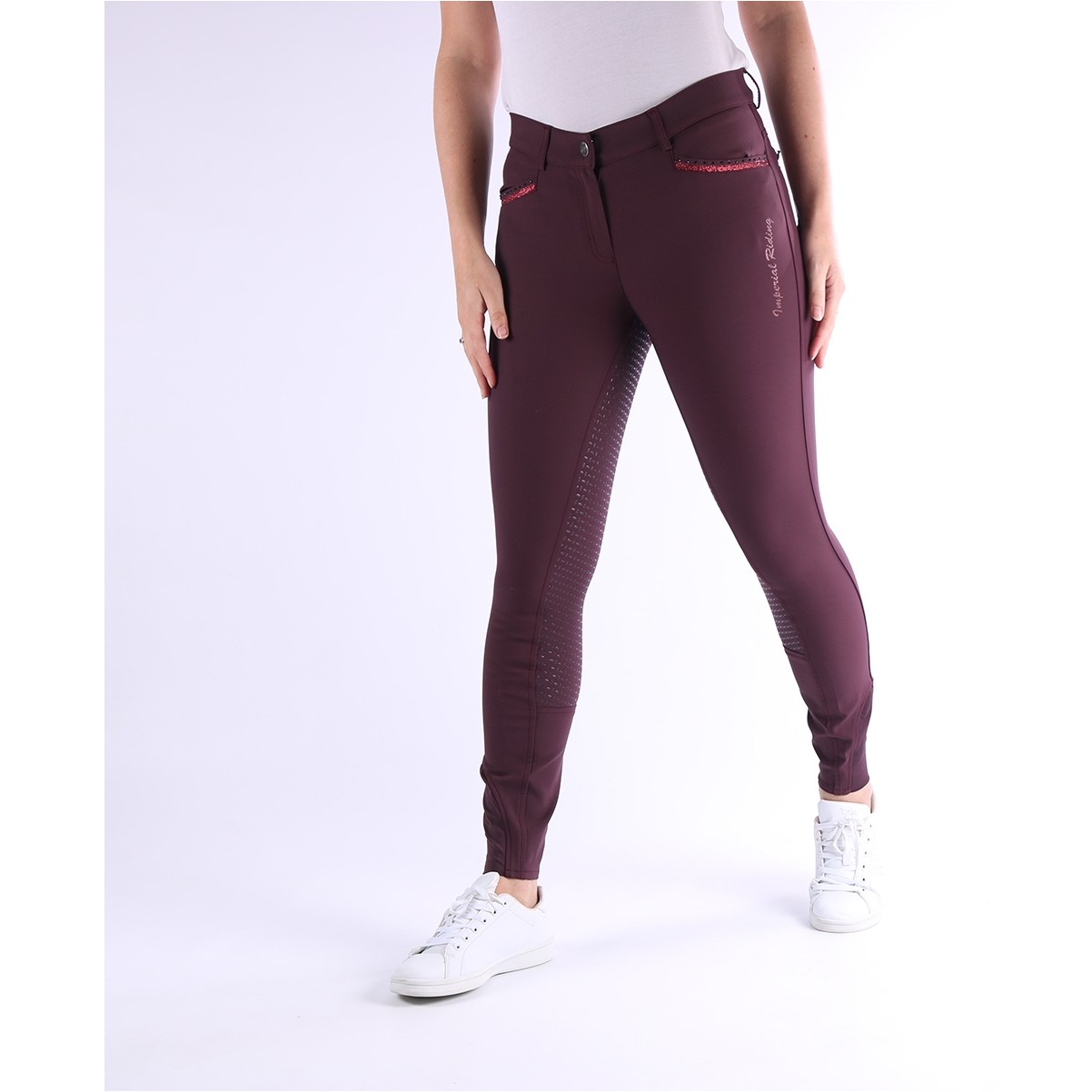 Damen Reithose Silikon Vollbesatz IRHEl Capone bordeaux