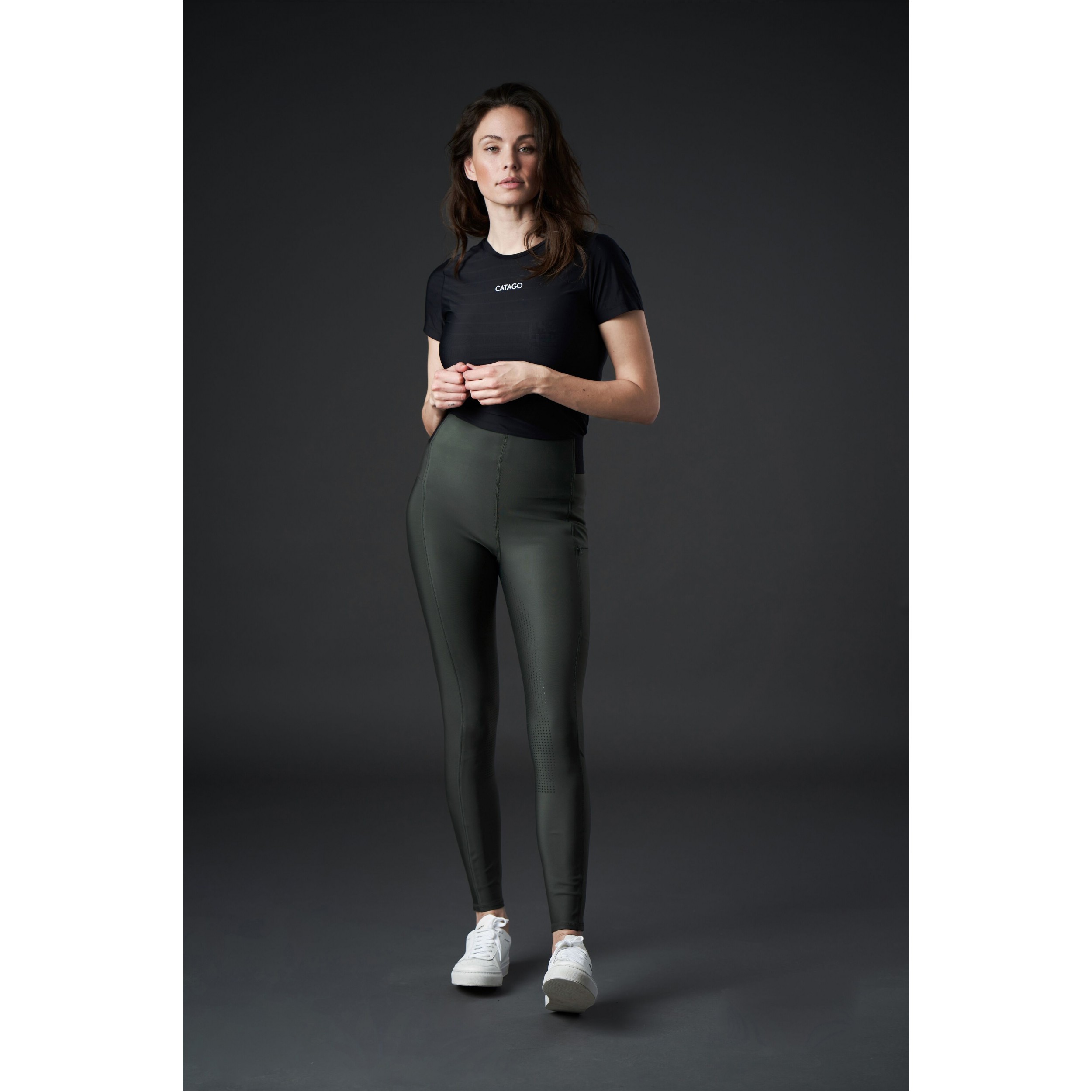 Damen Reitleggings Silikon Vollbesatz AROY mit hoher Taille forest