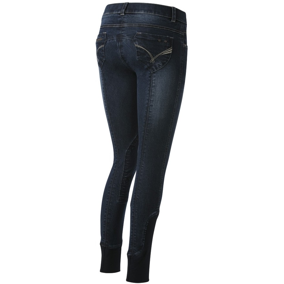 Damen Reithose Kniebesatz TEXAS Jeans denim blau