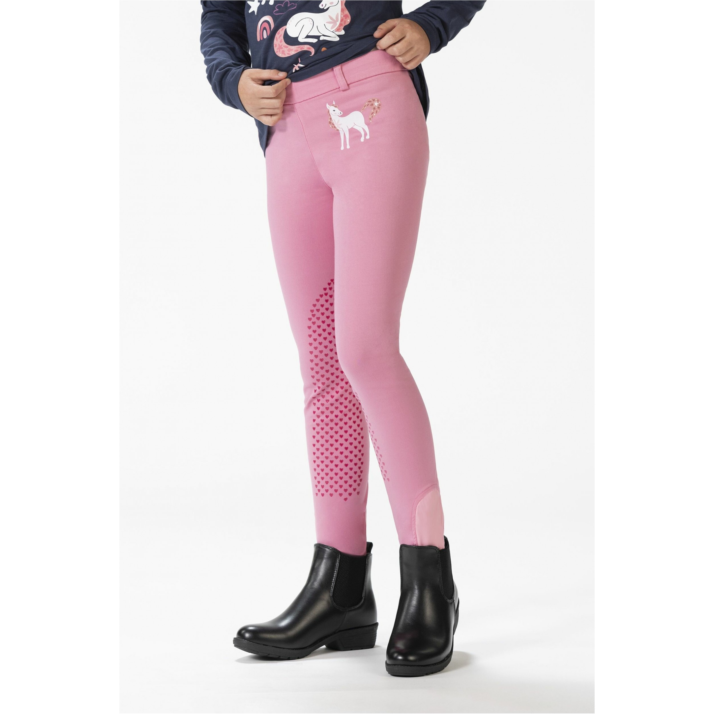 Kinder Reitleggings Silikon Kniebesatz PONY DREAM pink