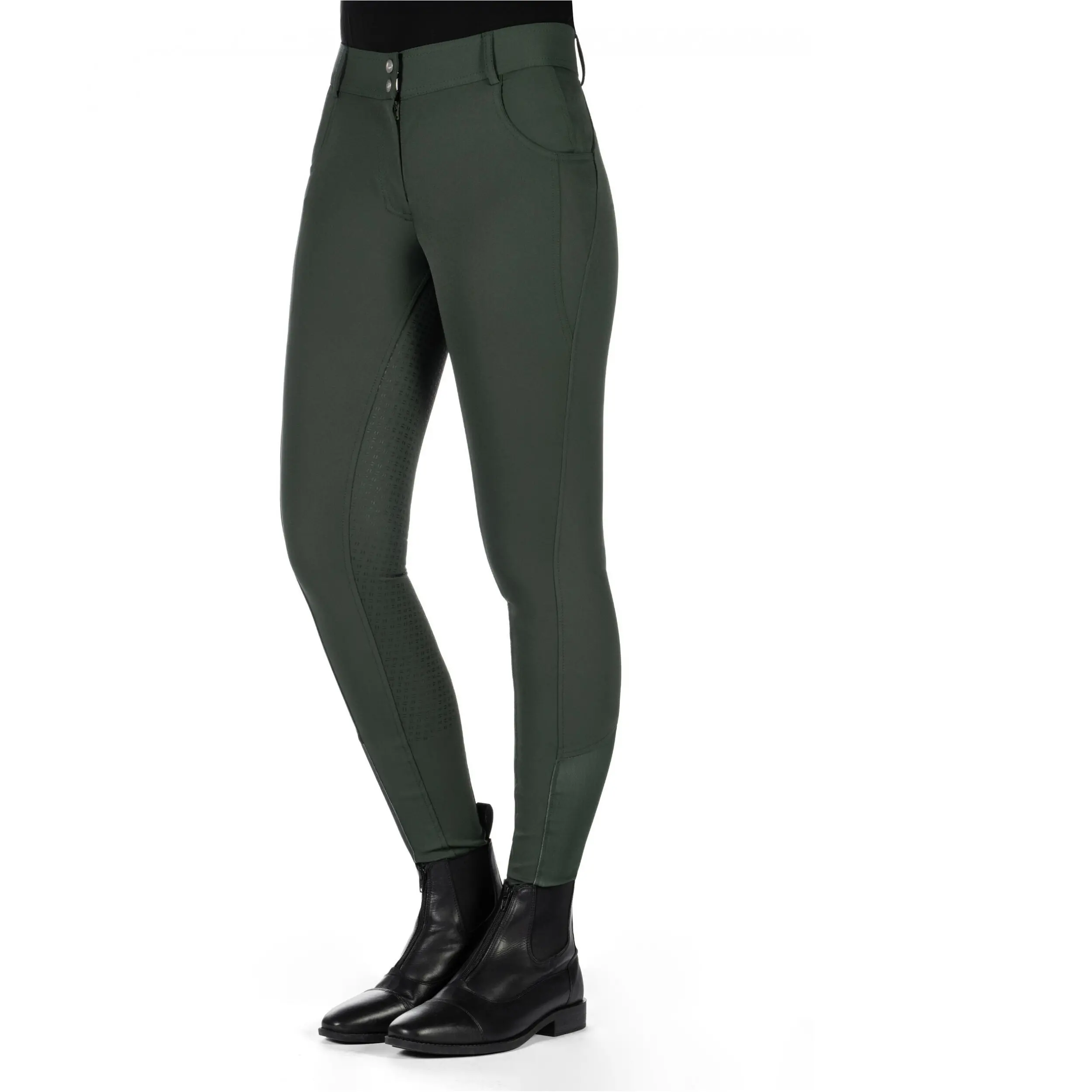 Damen Reithose Silikon Vollbesatz ARI MID RISE olivgrün