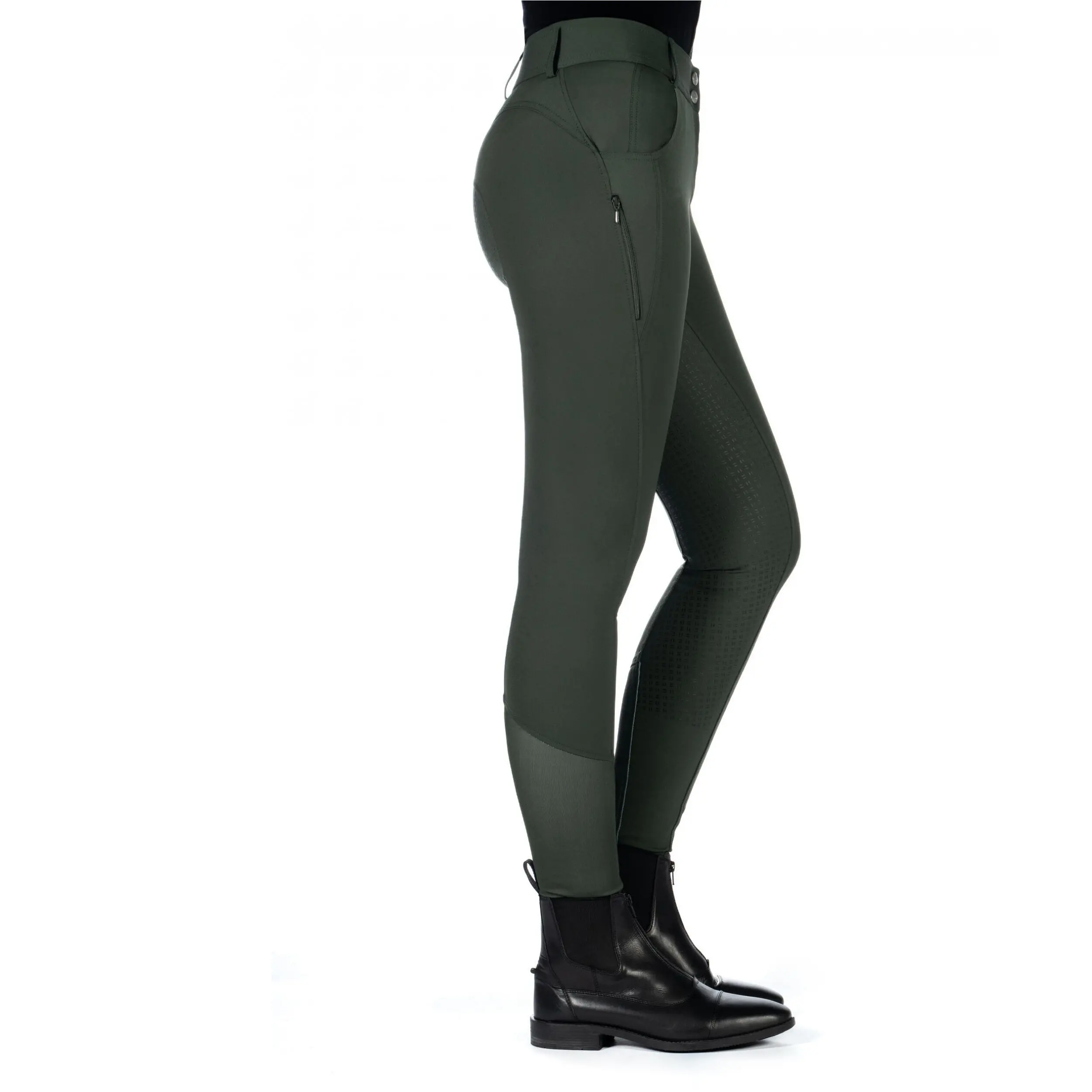 Damen Reithose Silikon Vollbesatz ARI MID RISE olivgrün