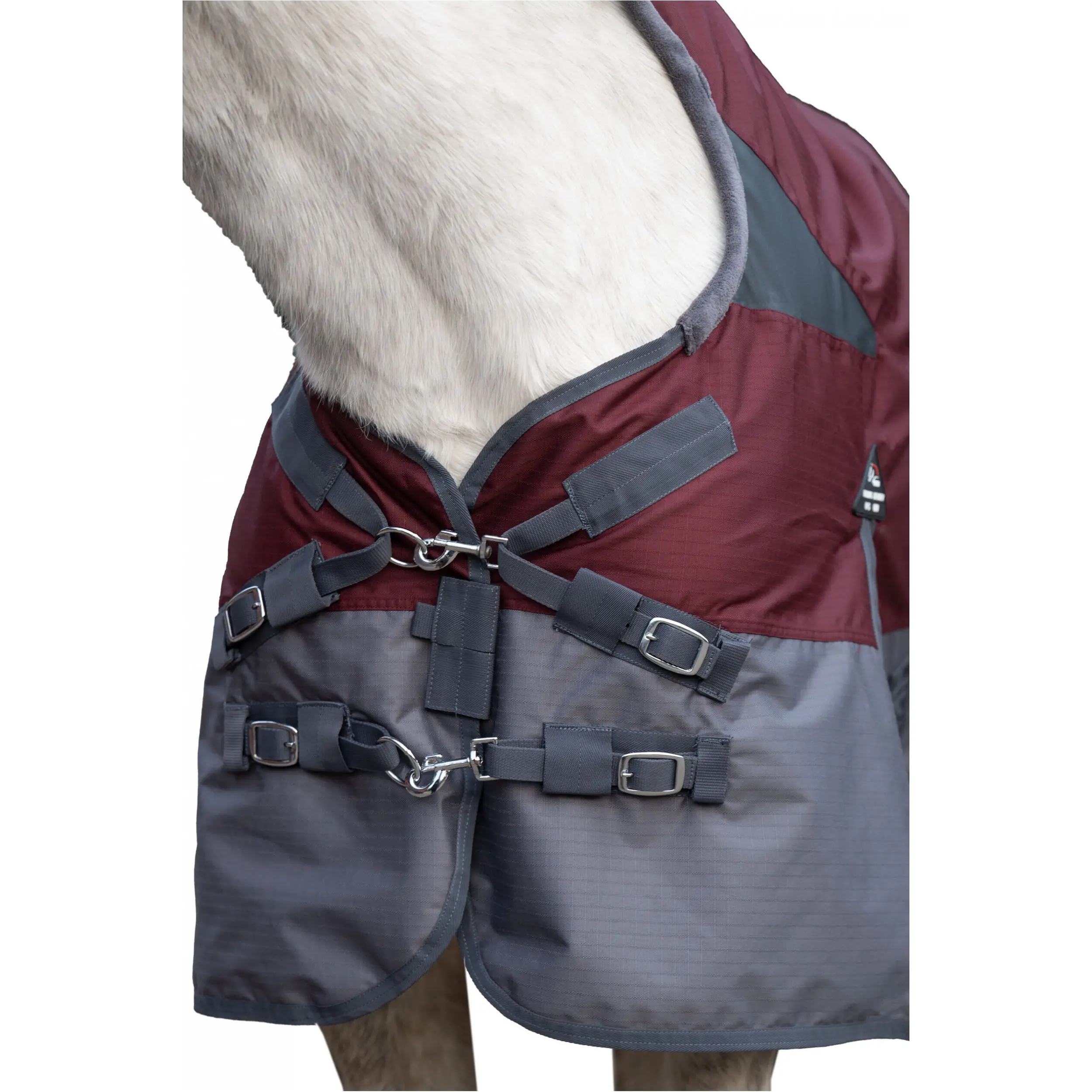 Weidedecke High Neck Polarfleece 600D YUKON dunkelrot/grau