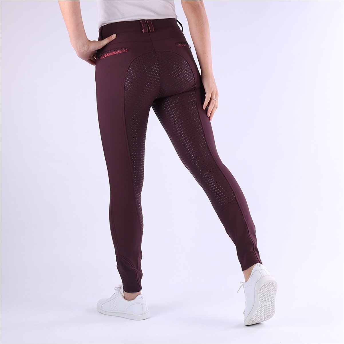 Damen Reithose Silikon Vollbesatz IRHEl Capone bordeaux