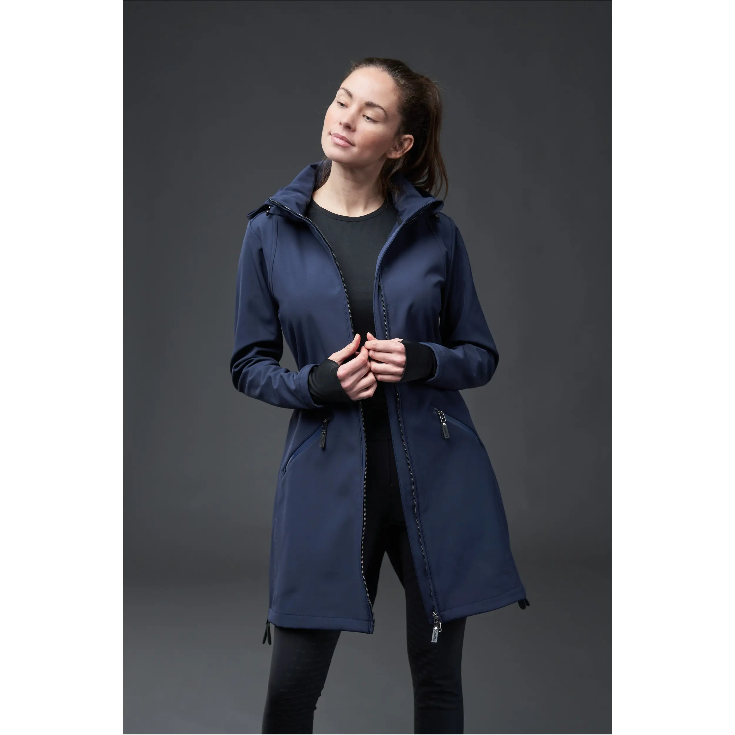 Damen Softshell-Reitjacke lang ABBY navy