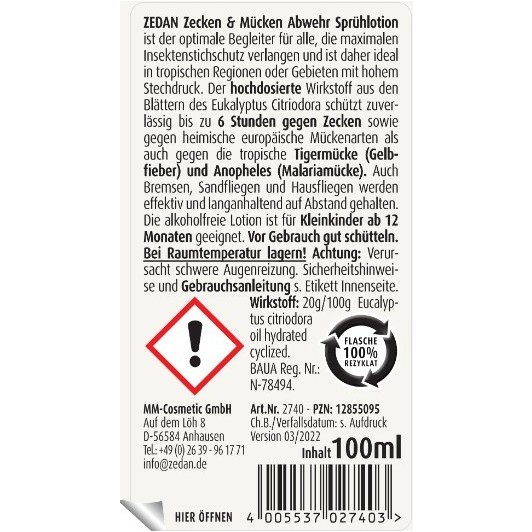 Abwehr Sprühlotion outdoor Zecken & Mücken 100ml