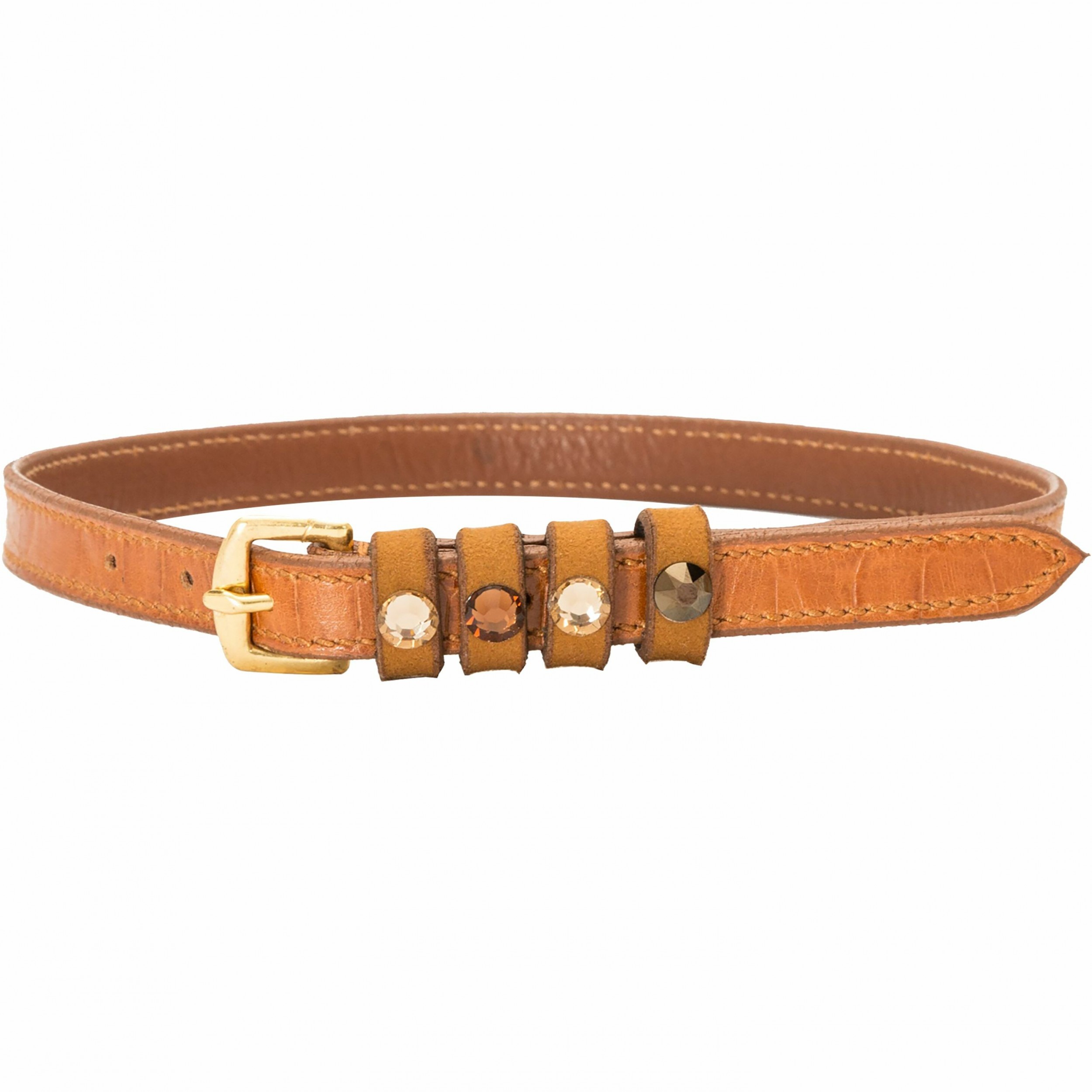 Damen Sporenriemen mit Strass IRHPardouz Leder braun/cognac