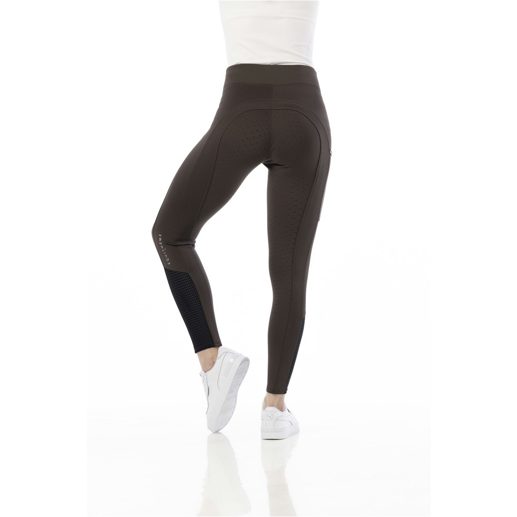 Sommer Damen Reitleggings Silikon Vollbesatz BRIGITTE Mesh nussbraun