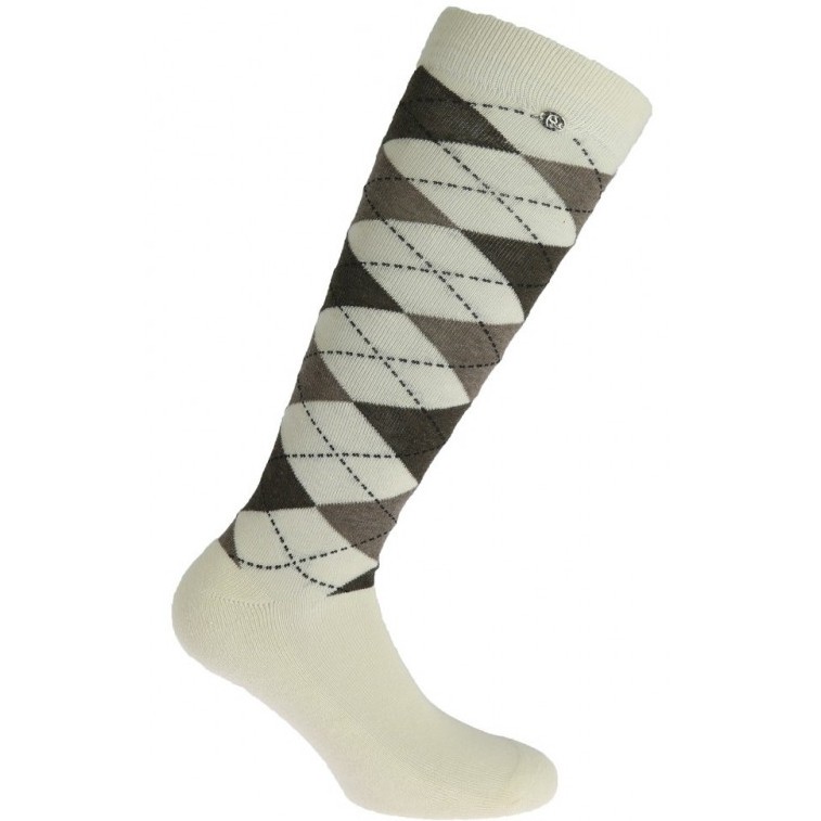 Reitsocken ARGYLE ecru/taupe