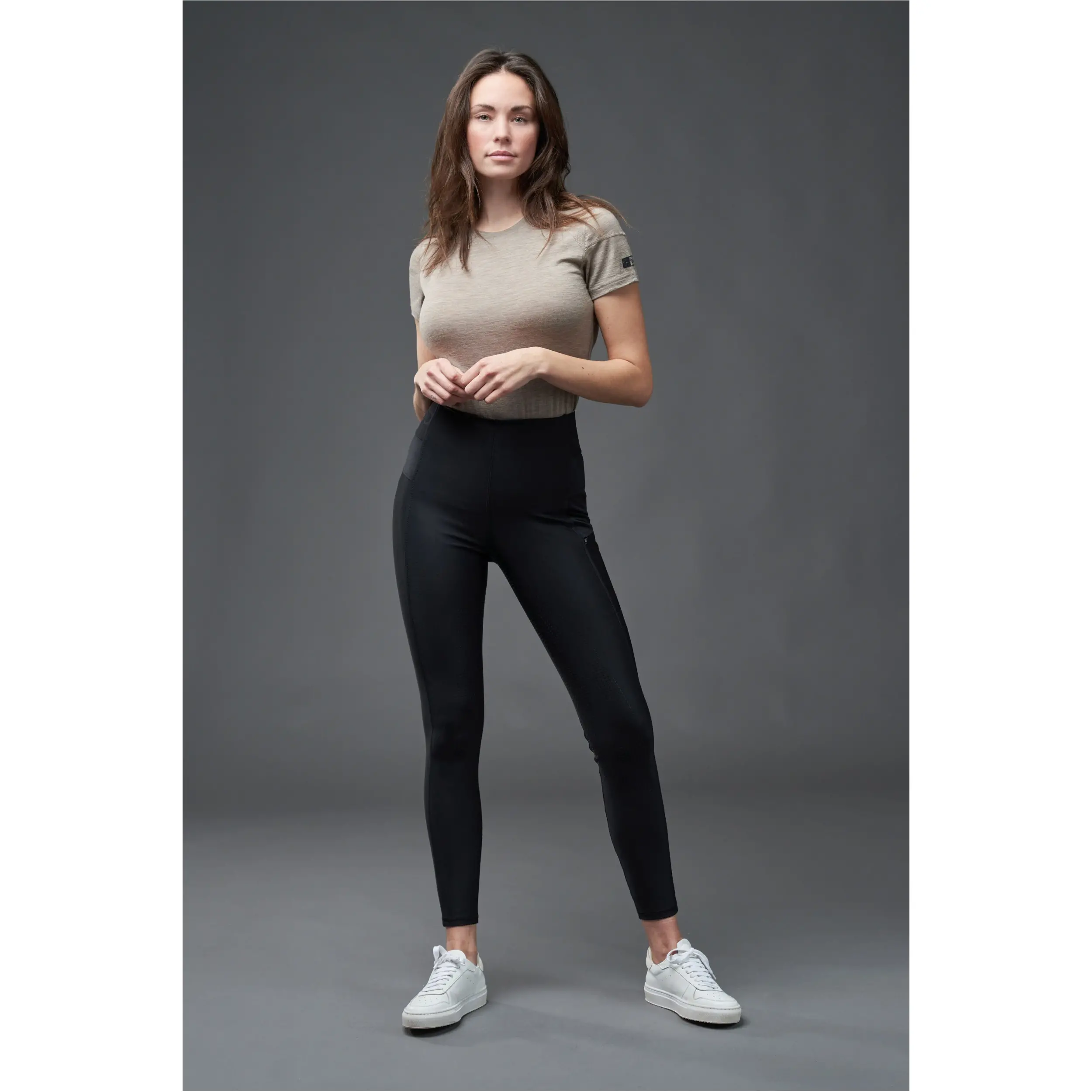 Damen Reitleggings Silikon Vollbesatz AROY mit hoher Taille schwarz