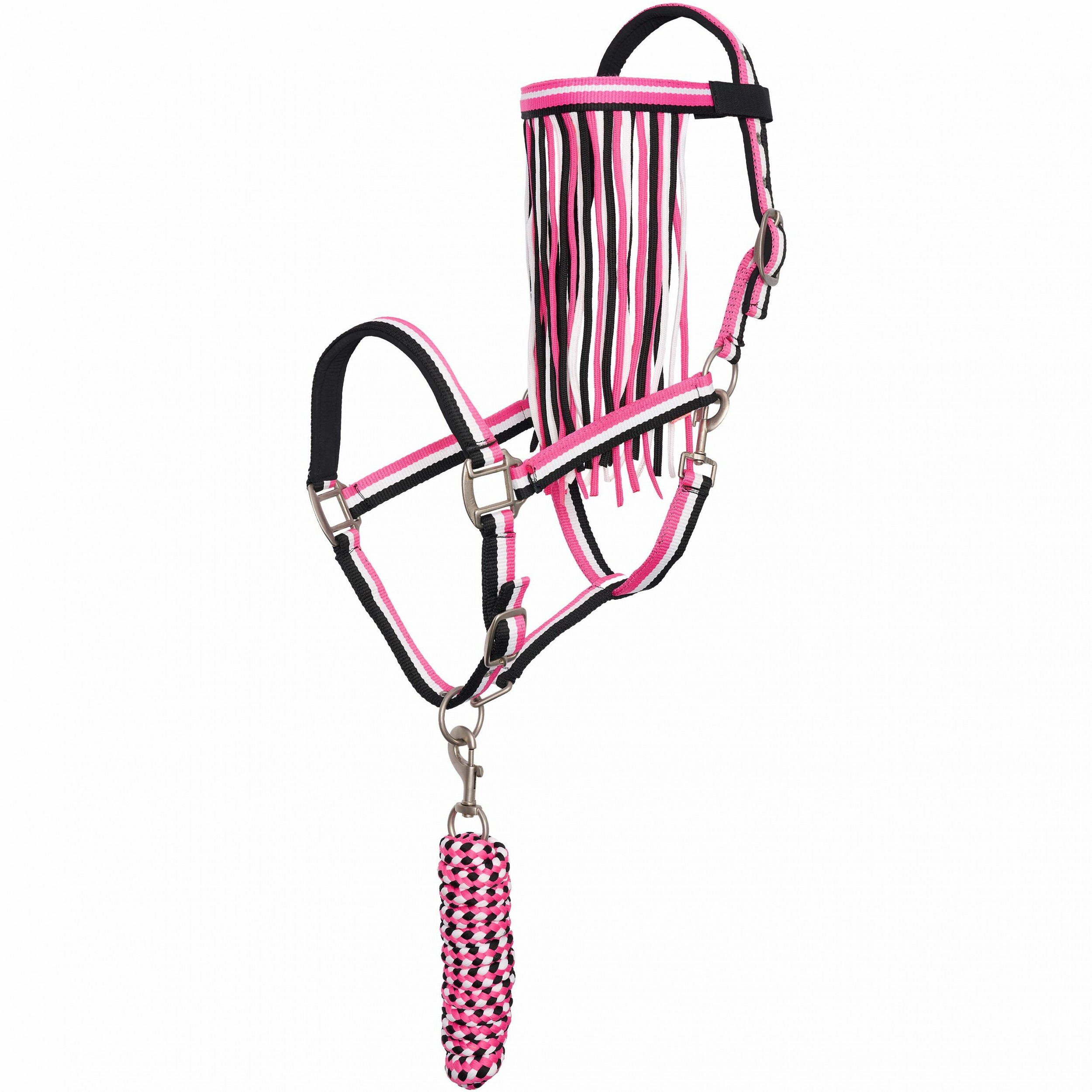 Halfter Set Nylon mit Anbindestrick und Fliegenfranse IRH neon pink