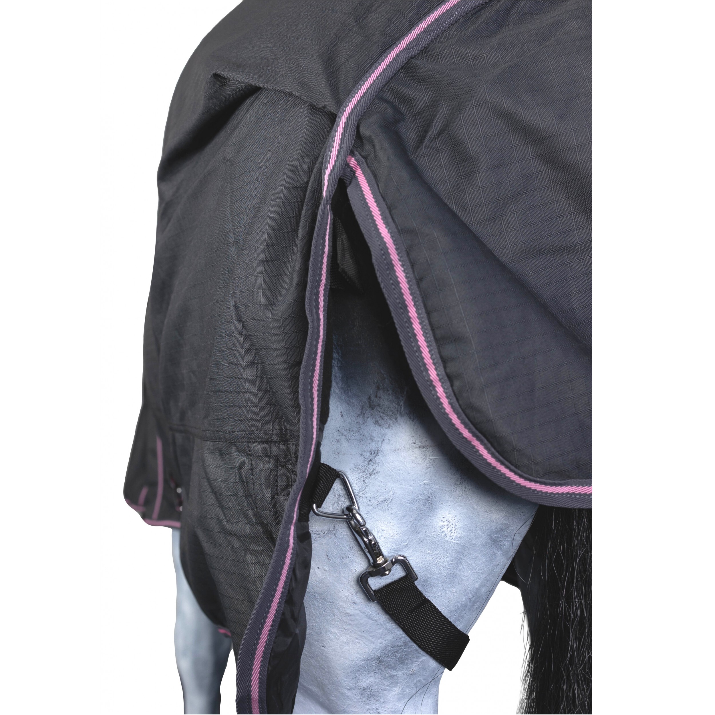 Weidedecke Full Neck Polarfleece 600D BASICLINE graphit/koralle - Posten