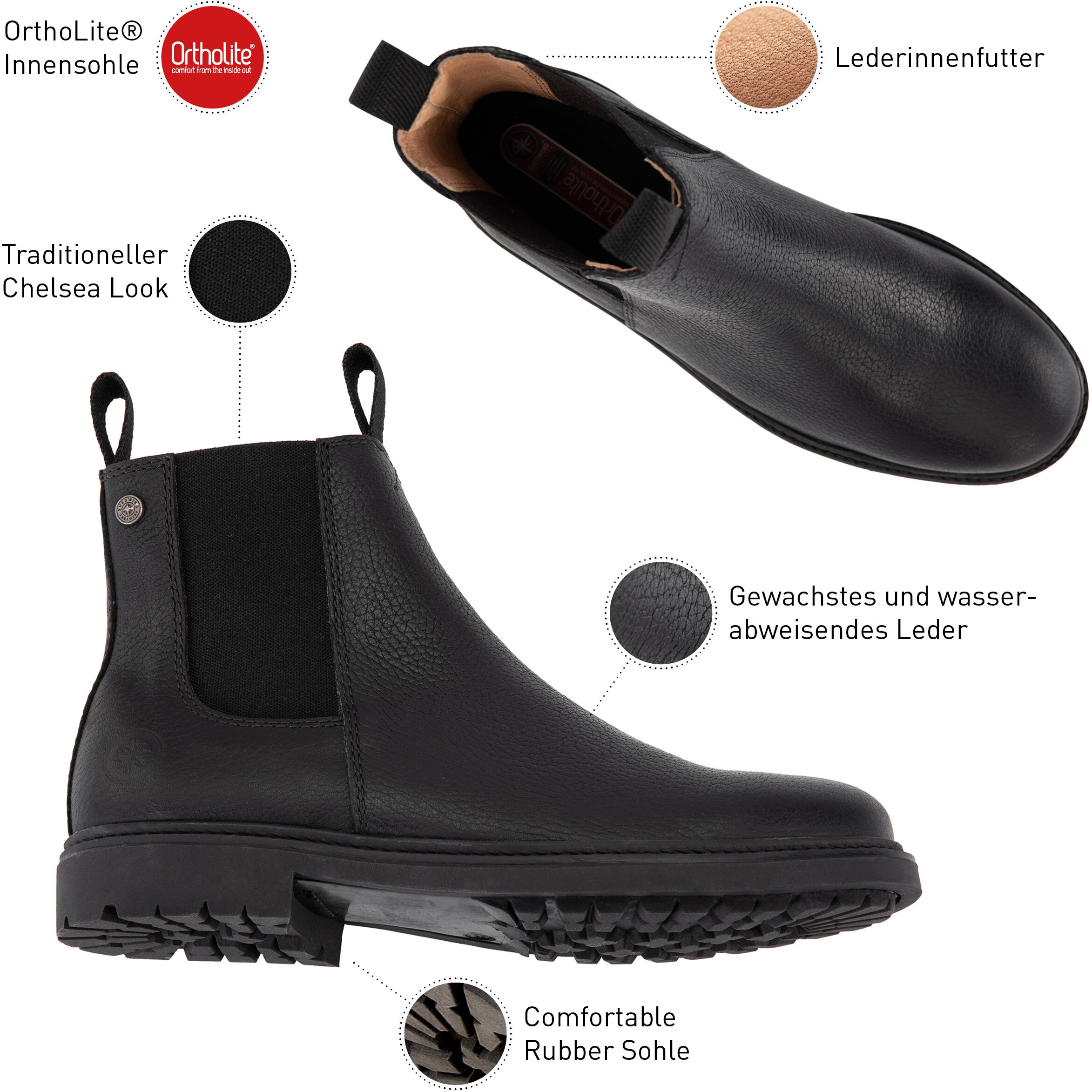 Reitstiefeletten NEW WORK Echtleder milled black