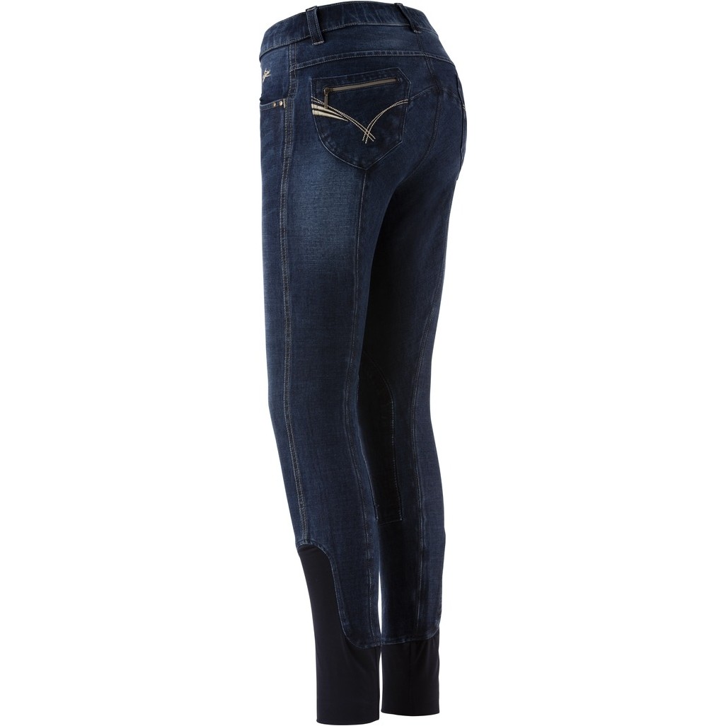 Damen Reithose Kniebesatz TEXAS Jeans denim blau