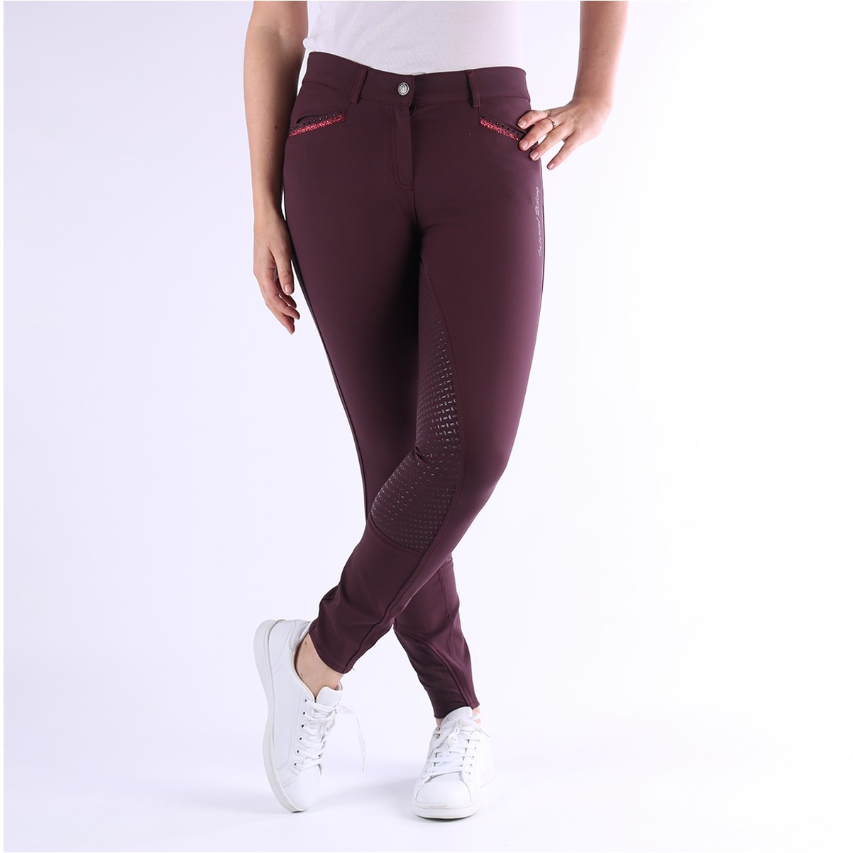 Damen Reithose Silikon Vollbesatz IRHEl Capone bordeaux