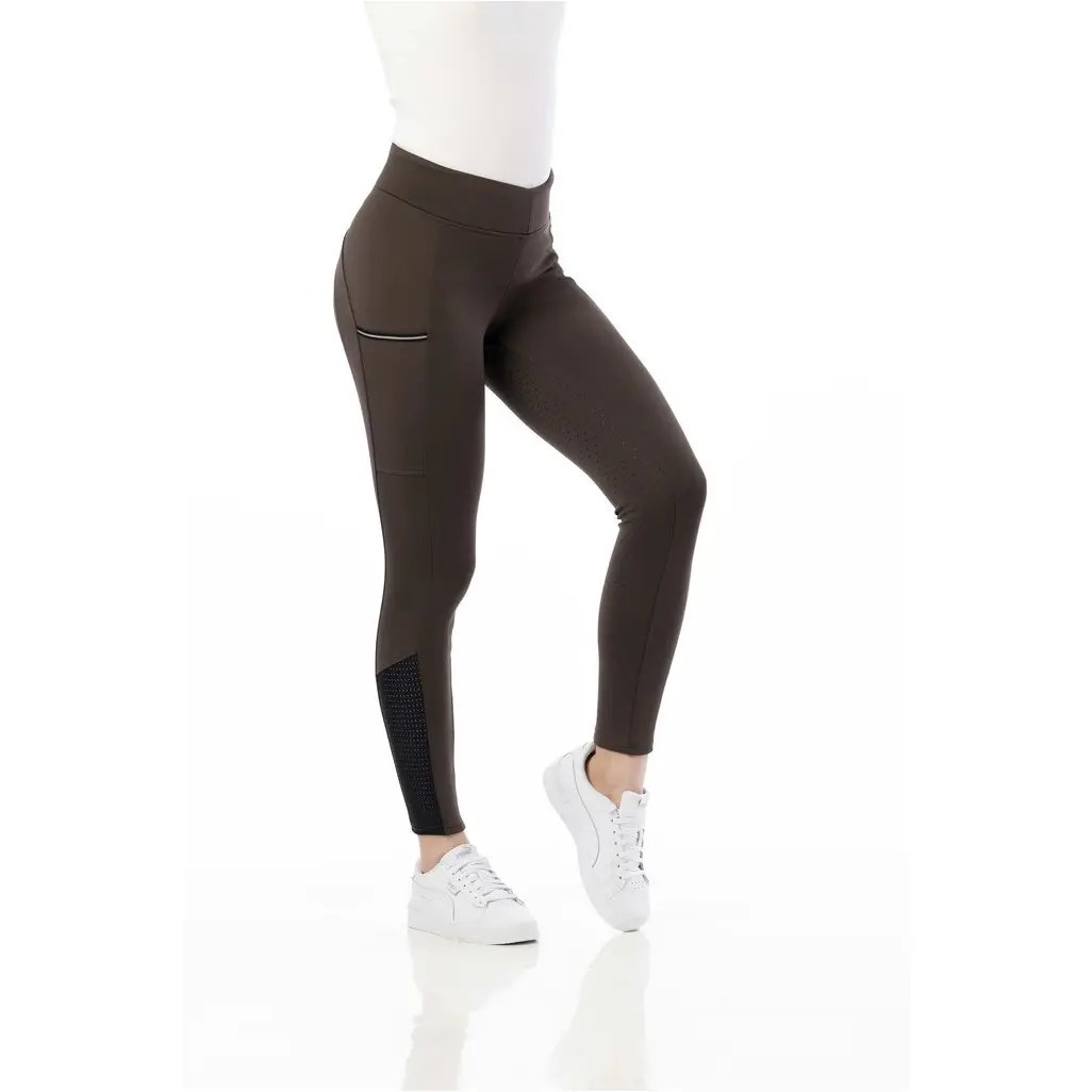 Sommer Damen Reitleggings Silikon Vollbesatz BRIGITTE Mesh nussbraun