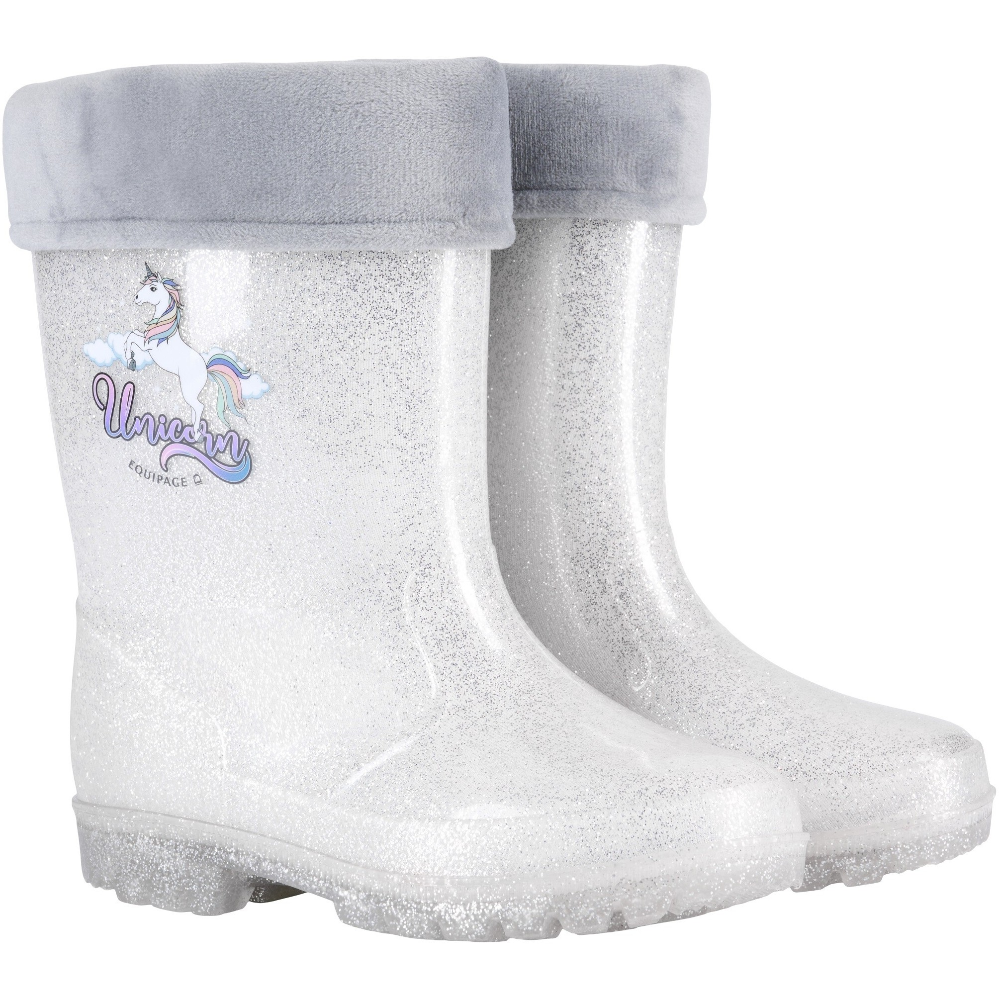 Winter Kinder Gummistiefel LIGHT Glitzer silber