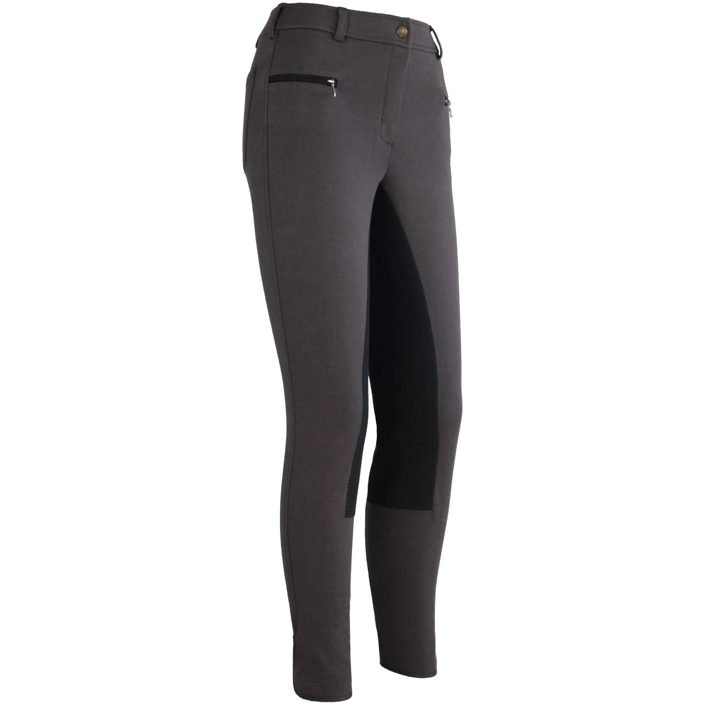 Damen Reithose Vollbesatz BASICLINE dunkelgrau/schwarz