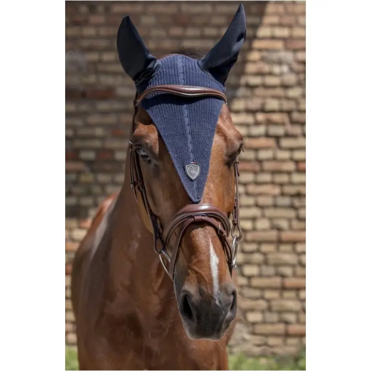 Fliegenhaube lang SPORT marineblau Warmblut