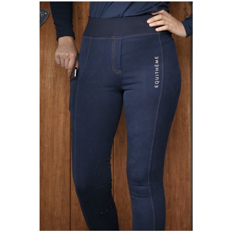 Damen Reitleggings Silikon Kniebesatz LOLA marineblau