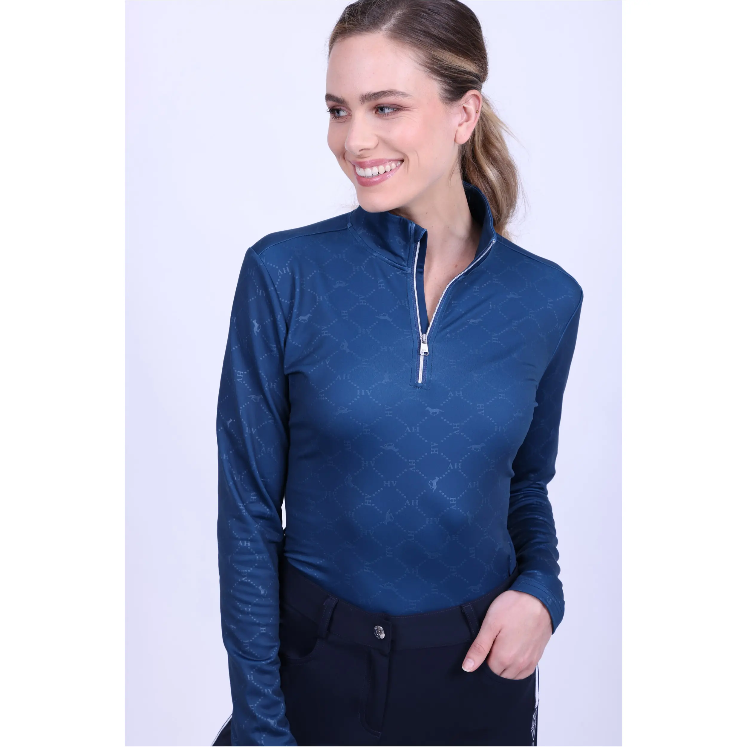 Damen Langarmshirt HVPWelmoed Luxury deep sea blue