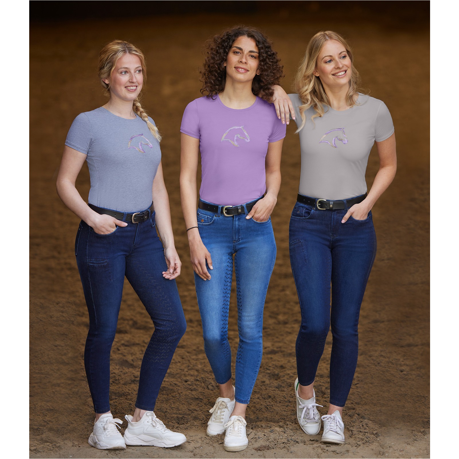 Damen Jeansreithose Silikon Vollbesatz LUNA jeansblau