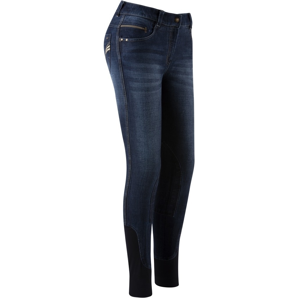 Damen Reithose Kniebesatz TEXAS Jeans denim blau